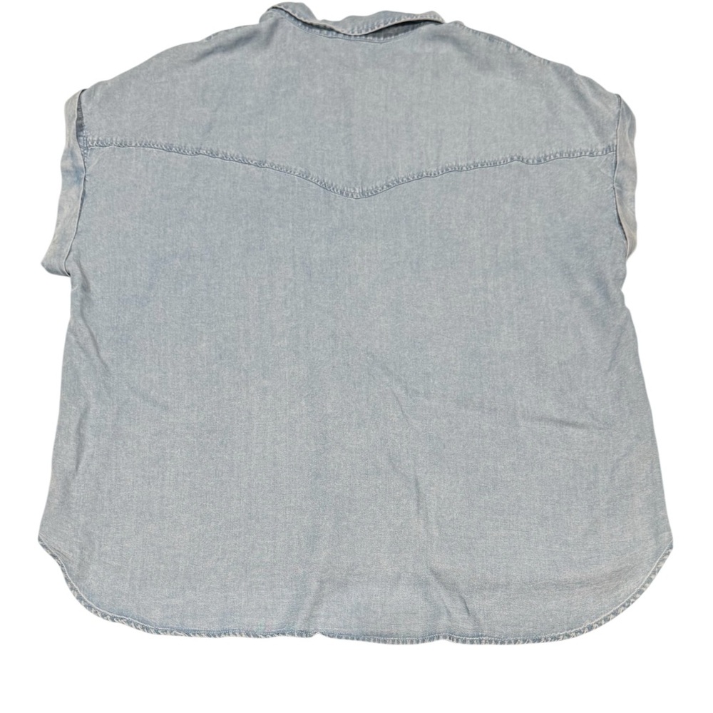 JANE & DELANCEY Denim Jean Light Blue Wash High Low Blouse Front Pockets NWT 3X - Picture 8 of 11